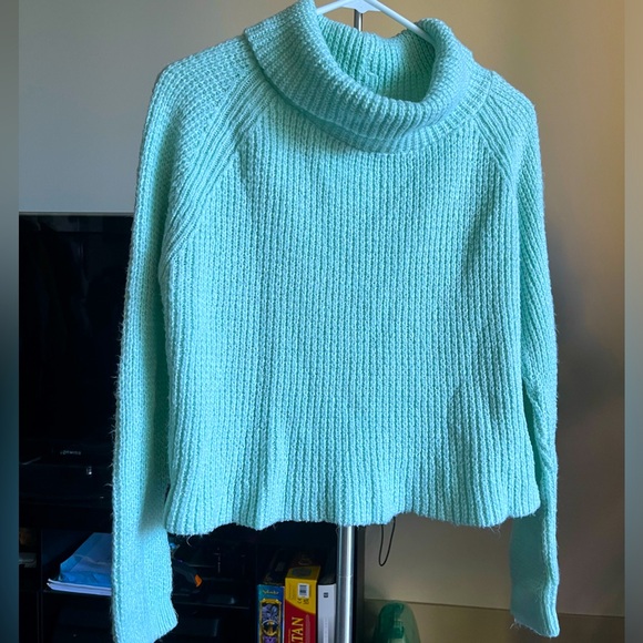 Mint green turtle neck/crop sweater - Picture 1 of 1